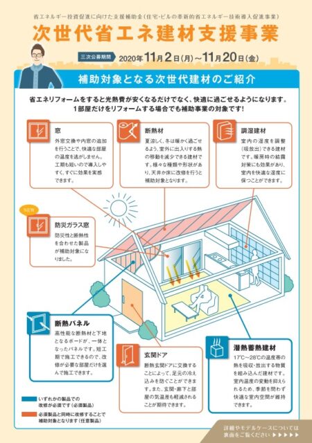 令和2年度 次世代省エネ建材支援事業 三次公募が始まります 健康news 福岡で注文住宅を建てるなら 外断熱にこだわる 健康住宅へ